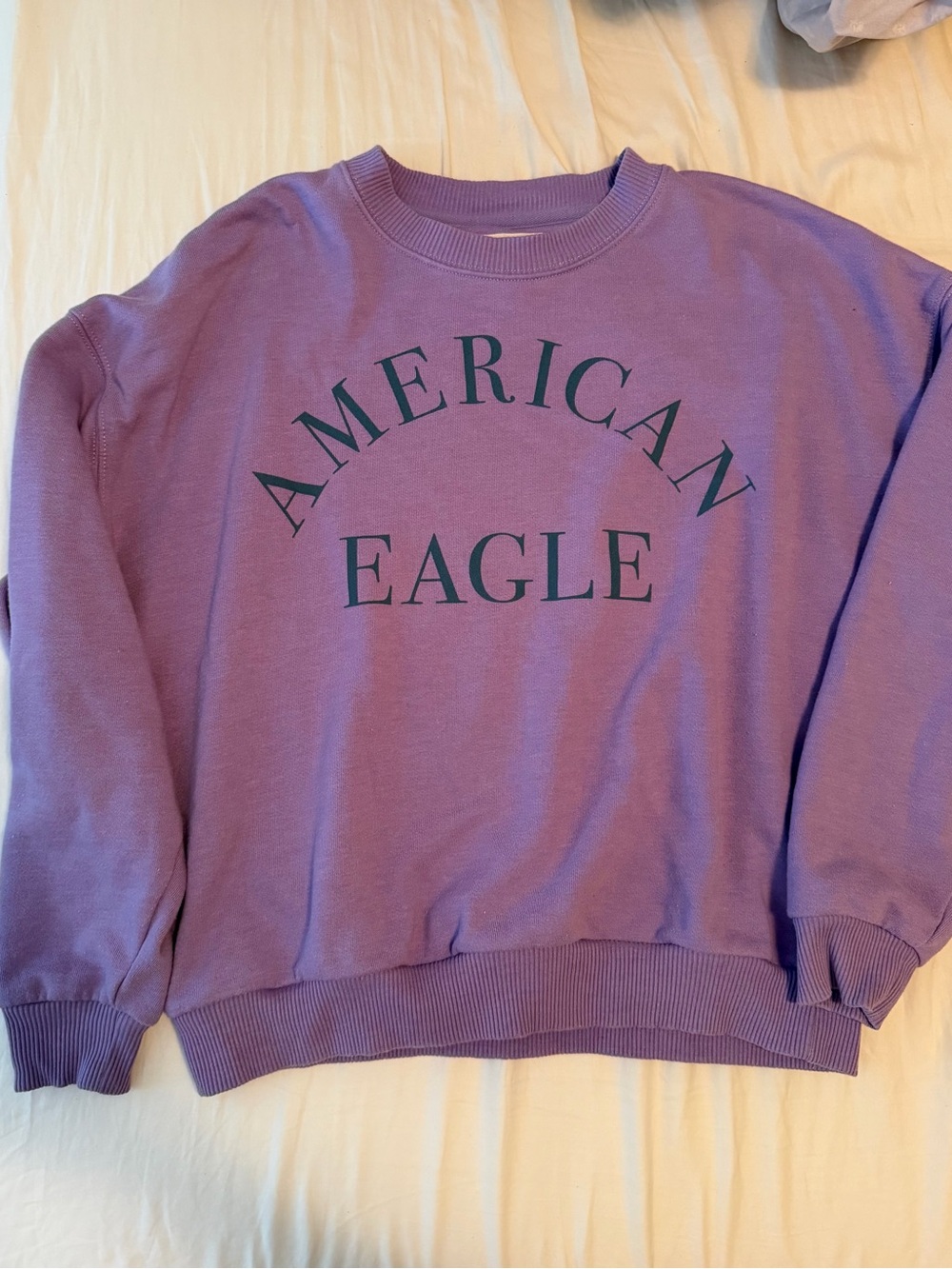 American Eagle Outfitters Purple Crewneck Sweatshirt with Black Logo